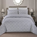 Cottage 3 Pieces Comforter Set Twin Size Beykoz Gray image number 0