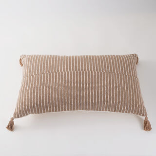 Boutique Blanche Cotton Woven Tassel Cushion 35*60Cm, Beige