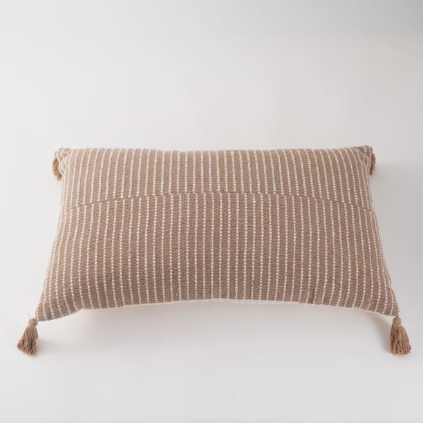 Boutique Blanche Cotton Woven Tassel Cushion 35*60Cm, Beige image number 1