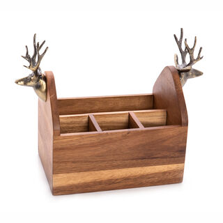 Acacia Wood Cutlery Holder 