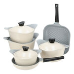 Lahoya 17 piece granite cookware set cream colour image number 1