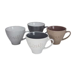 La Mesa Soup Mugs Set 4 Pieces Mix Colors 640 Ml