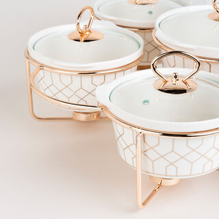 7 Pcs Round Food Warmer With Stand