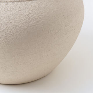 Homez Clay Stone Pot Vase 32*32*20Cm, Offwhite