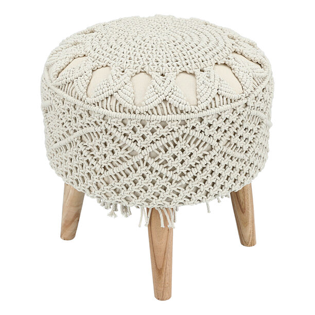 Macrame Wooden Stool 35*35*38 cm image number 0