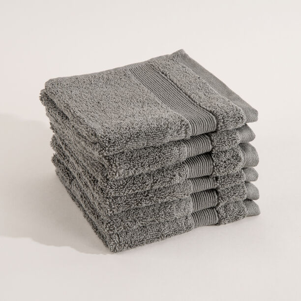 Boutique Blanche 6 Piece Gray Cotton Face Towel Set 33*33 cm image number 7