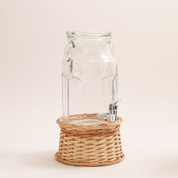 La Mesa glass juice dispensser in a wicker base 3.7 L image number 0