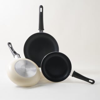 Alberto 3pcs aluminum frypan set, cream