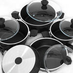 9Pcs Diamond Cookware Set With Glass Lid Black image number 3