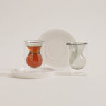Dallaty 12 pcs double wall glass tea set with porcelain saucers, grey image number 0
