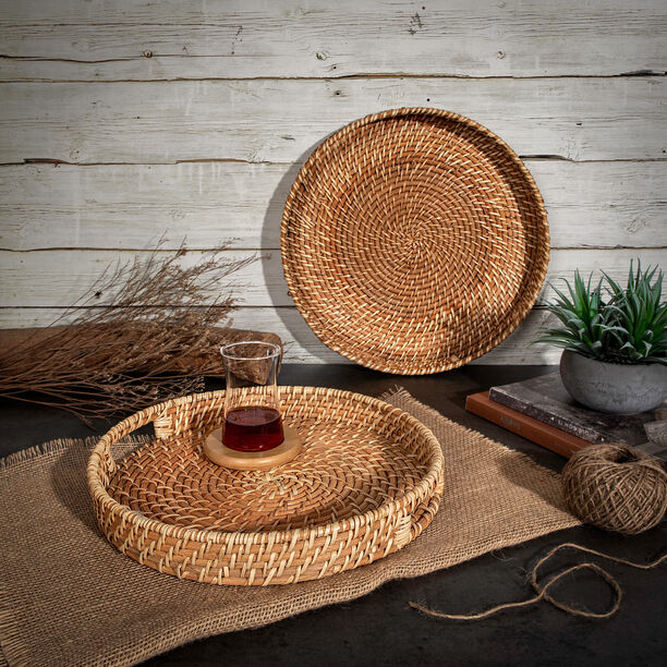 2Pcs Rattan Tray White Coastal image number 0