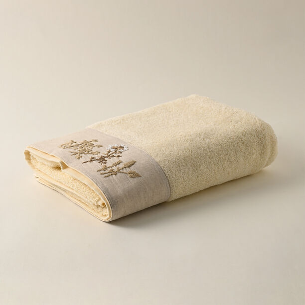 Boutıque Blanche Linen Floral Bath Towel, White 70*140Cm image number 0