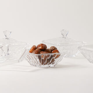 Dallaty Glass Date Bowl with Lid, Clear