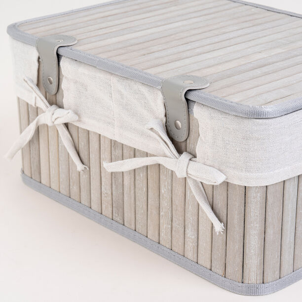 Cottage grey bamboo basket set with lid 3 pcs image number 6