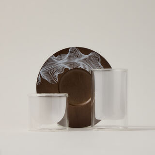 Dallaty wood and glass Tea and coffee cups set 18 pcs