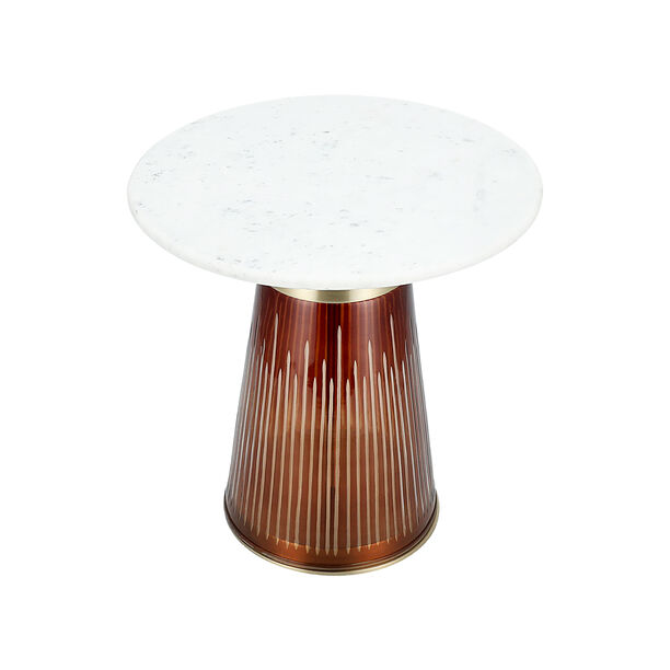 Side Table Glass Base And Marble Top 46*46 cm image number 2