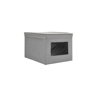 Fabric Storage Box With Lid & Transparent Side