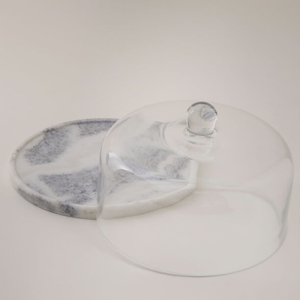 La Mesa glass cake stand with marble base 28*20cm image number 1