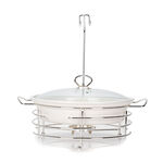 Round Food Warmer With Candle Stand Silver 12" image number 2