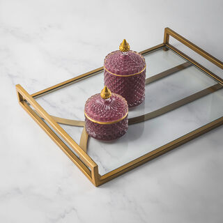 1Pcs Glass And Metal Tray Gold Blushed