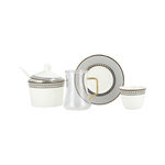 Dallaty white glass and porcelain Tea and coffee cups set 18 pcs image number 1