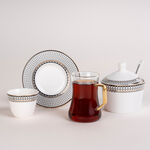 Dallaty white glass and porcelain Tea and coffee cups set 18 pcs image number 1