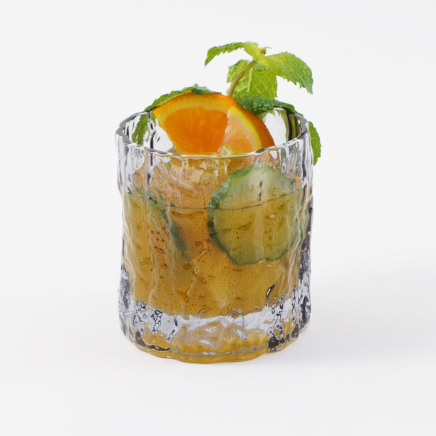 La Mesa 4 Pcs Embossed Tumbler Glass Set, Grey 8*8*8.6 Cm image number 1