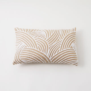 Boutique Blanche cotton cushion with thread embroidery 45*35*15cm, beige