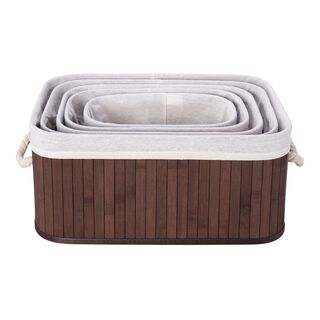 Bamboo Basket Set Brown 5 Pieces