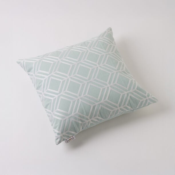 100% Cotton cushion cover with Geometric Embroidery Ice Blue 45x45cm image number 0
