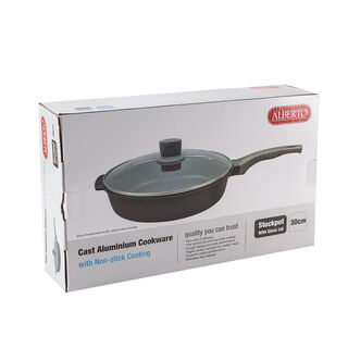 Alberto Cast Ceramic Deep Fry Pan With Glass Lid 30Cm