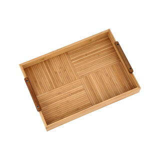 Bamboo Serving Tray With Wood Handle