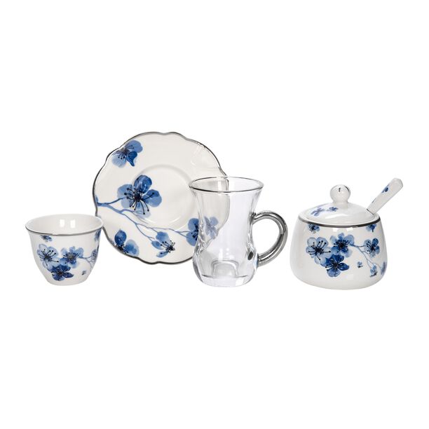 La Mesa Porcelain Tea And Coffee Set 21 Pieces Blue image number 2