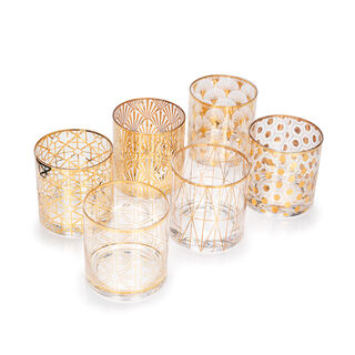 6 Pcs Glass Tumbler Set With Gold Decal Clear
