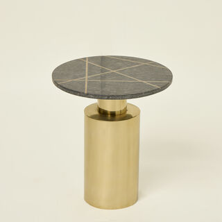 MARBLE ROUND SIDE TABLE WITH STEEL