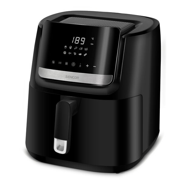 Sencor black digital steel air fryer 6.5L,1600W, 6 programs image number 1