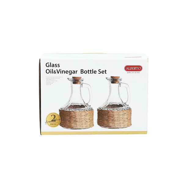 Alberto glass oil & vinegar with basket set 2pcs image number 3
