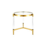Stainless Steel With Glass Side Table Top Acrylic Feet image number 1