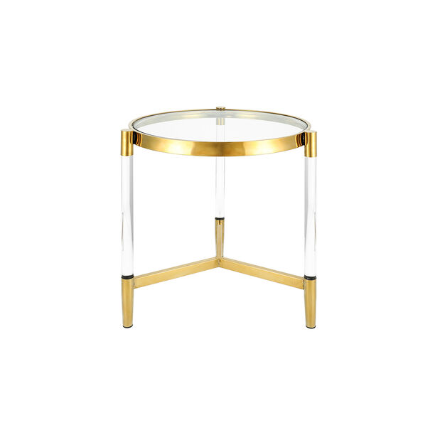 Stainless Steel With Glass Side Table Top Acrylic Feet image number 1