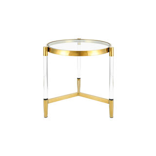 Stainless Steel With Glass Side Table Top Acrylic Feet