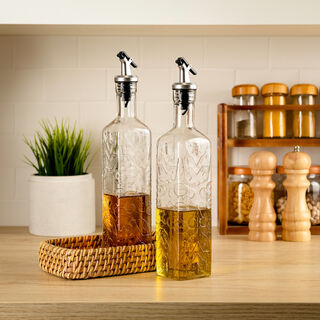 2 Pieces Glass Oil And Vinegar Set