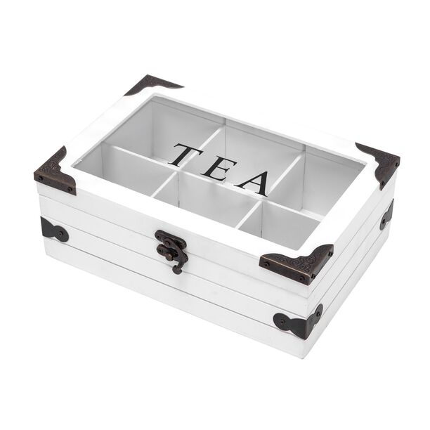 صندوق شاي خشب و زجاج 6 اقسام  image number 0
