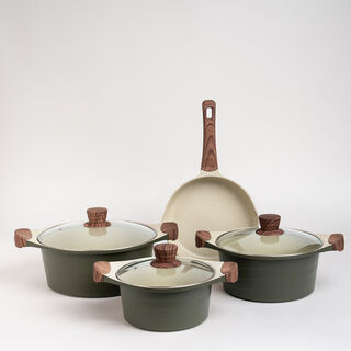 Alberto London 7 Pieces Ceramic Cookware Set Olive 
