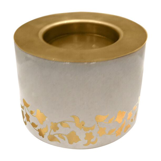 Marble & Metal Round Candle Holder Majestic Gold image number 0