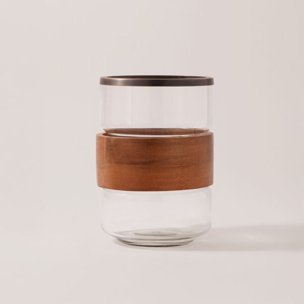 Homez glass candle holder 18*18*26cm, brown image number 0