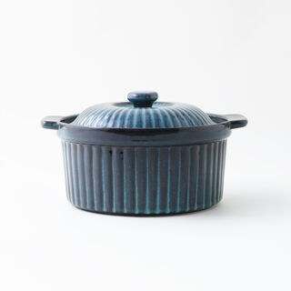 La Mesa stoneware food saver with lid 24.5*21*10.5cm, blue