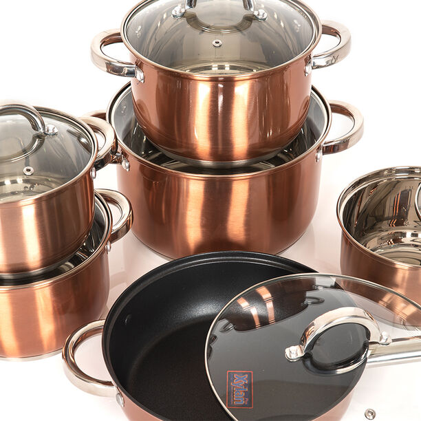 Alberto 12 Pieces Stainless Steel Cookware Set Copper image number 3