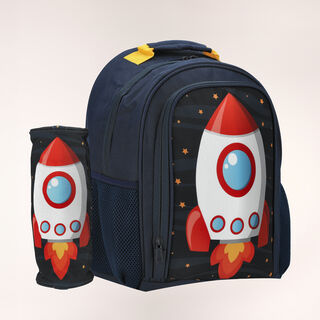 Large backpack with pencil case  ,15 inches , Rocket