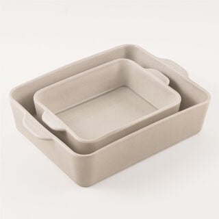 La Mesa stoneware oven to table dishes set of 2pcs, cream