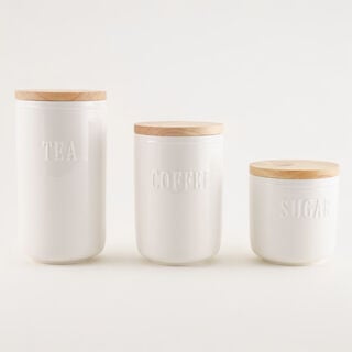 3 piece white porcelain canister set